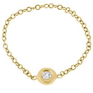 Diamond Bezel Chain Ring 14KT Yellow Gold
